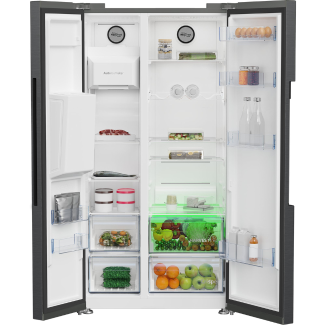 BEKO AMERICAN FRIDGE FREEZER PLUMBED  BLACK ASP342VPZ